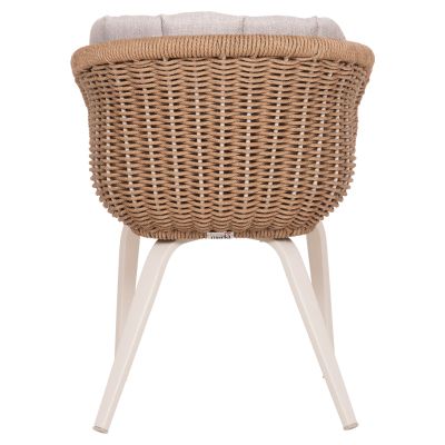 DINING CHAIR VICTUS HM6559.02 ALUMINUM & OLEFIN IN BEIGE--TWIST WICKER 60x62x76Hcm.