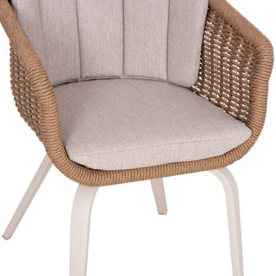 DINING CHAIR VICTUS HM6559.02 ALUMINUM & OLEFIN IN BEIGE--TWIST WICKER 60x62x76Hcm.