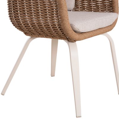 DINING CHAIR VICTUS HM6559.02 ALUMINUM & OLEFIN IN BEIGE--TWIST WICKER 60x62x76Hcm.