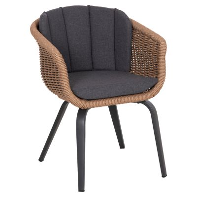 DINING CHAIR VICTUS HM6559.01 ALUMINUM & OLEFIN IN GREY--TWIST WICKER 60x62x76Hcm.