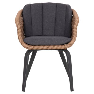 DINING CHAIR VICTUS HM6559.01 ALUMINUM & OLEFIN IN GREY--TWIST WICKER 60x62x76Hcm.