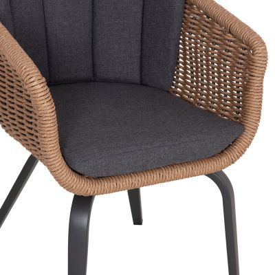 DINING CHAIR VICTUS HM6559.01 ALUMINUM & OLEFIN IN GREY--TWIST WICKER 60x62x76Hcm.