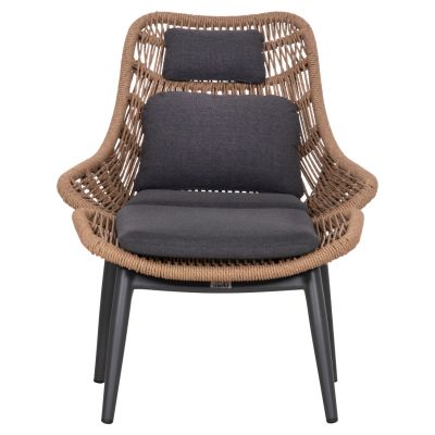LOUNGE CHAIR WITH FOOTREST REMVAZZO HM6561.01 ALUMINUM IN GREY--WICKER 90x85x96Hcm.