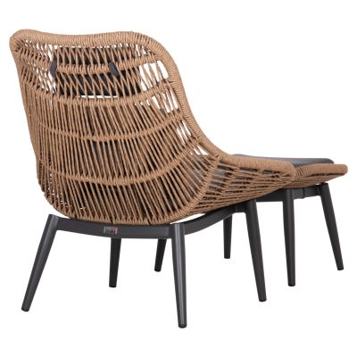 LOUNGE CHAIR WITH FOOTREST REMVAZZO HM6561.01 ALUMINUM IN GREY--WICKER 90x85x96Hcm.