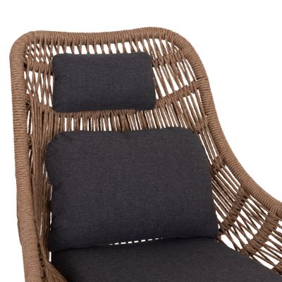 LOUNGE CHAIR WITH FOOTREST REMVAZZO HM6561.01 ALUMINUM IN GREY--WICKER 90x85x96Hcm.