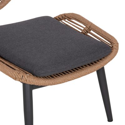 LOUNGE CHAIR WITH FOOTREST REMVAZZO HM6561.01 ALUMINUM IN GREY--WICKER 90x85x96Hcm.