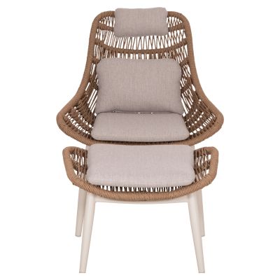 LOUNGE CHAIR WITH FOOTREST REMVAZZO HM6561.02 ALUMINUM IN BEIGE--WICKER 90x85x96Hcm.