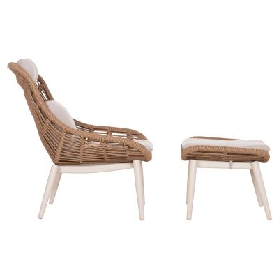 LOUNGE CHAIR WITH FOOTREST REMVAZZO HM6561.02 ALUMINUM IN BEIGE--WICKER 90x85x96Hcm.