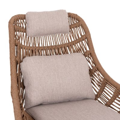 LOUNGE CHAIR WITH FOOTREST REMVAZZO HM6561.02 ALUMINUM IN BEIGE--WICKER 90x85x96Hcm.