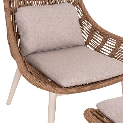 LOUNGE CHAIR WITH FOOTREST REMVAZZO HM6561.02 ALUMINUM IN BEIGE--WICKER 90x85x96Hcm.