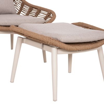 LOUNGE CHAIR WITH FOOTREST REMVAZZO HM6561.02 ALUMINUM IN BEIGE--WICKER 90x85x96Hcm.