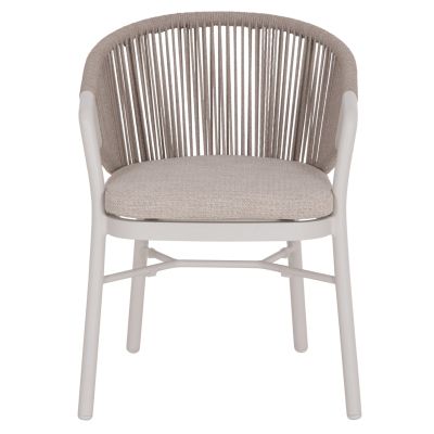 DINING CHAIR XANTION HM6472.02 CREAM WHITE ALUMINUM--ROPE-OLEFIN CUSHION IN LIGHT GREY 59x60x78Hcm.