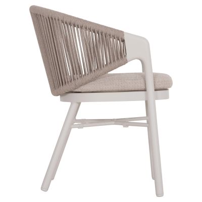 DINING CHAIR XANTION HM6472.02 CREAM WHITE ALUMINUM--ROPE-OLEFIN CUSHION IN LIGHT GREY 59x60x78Hcm.