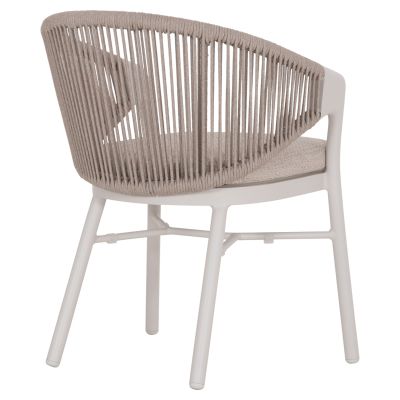 DINING CHAIR XANTION HM6472.02 CREAM WHITE ALUMINUM--ROPE-OLEFIN CUSHION IN LIGHT GREY 59x60x78Hcm.