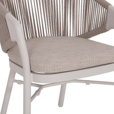 DINING CHAIR XANTION HM6472.02 CREAM WHITE ALUMINUM--ROPE-OLEFIN CUSHION IN LIGHT GREY 59x60x78Hcm.