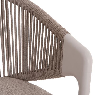 DINING CHAIR XANTION HM6472.02 CREAM WHITE ALUMINUM--ROPE-OLEFIN CUSHION IN LIGHT GREY 59x60x78Hcm.