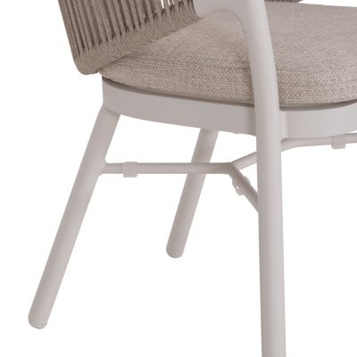 DINING CHAIR XANTION HM6472.02 CREAM WHITE ALUMINUM--ROPE-OLEFIN CUSHION IN LIGHT GREY 59x60x78Hcm.