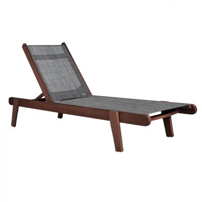 Professional Sunbed Oak Creta Walnut and Grey Cover HM10356.02 202,5x66,5x30,5cm