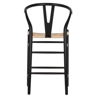 BAR STOOL BRAVE HM9405.02 WITH WISHBONE BACK BEECH WOOD BLACK--WHITE ROPE 48x53x100Hcm.