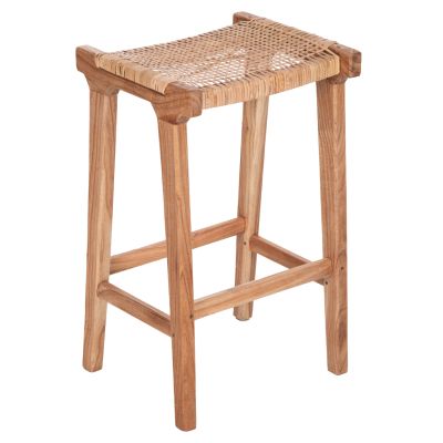 STOOL MEDIUM HEIGHT MINDI WOOD AND RATTAN SEAT 40X35X66Hcm.HM9382.11