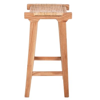 STOOL MEDIUM HEIGHT MINDI WOOD AND RATTAN SEAT 40X35X66Hcm.HM9382.11