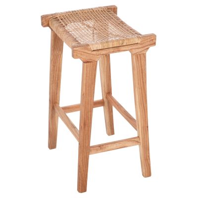 STOOL MEDIUM HEIGHT MINDI WOOD AND RATTAN SEAT 40X35X66Hcm.HM9382.11