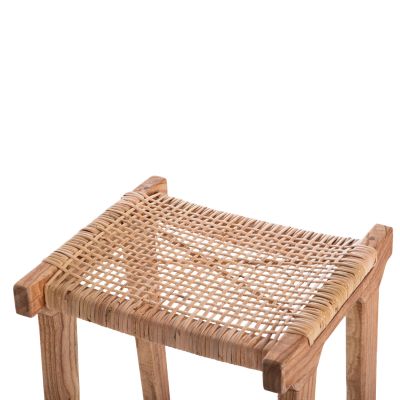 STOOL MEDIUM HEIGHT MINDI WOOD AND RATTAN SEAT 40X35X66Hcm.HM9382.11