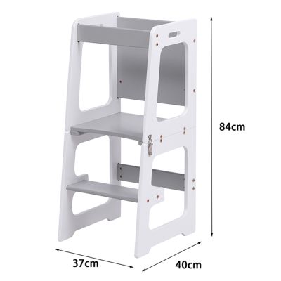 LEARNING TOWER WITH BLACKBOARD RICKI HM18345.03 PINE WOOD IN WHITE/GREY 37x40x84Hcm