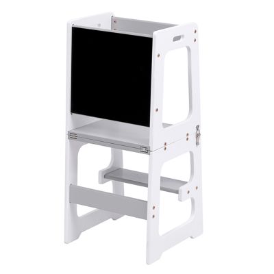 LEARNING TOWER WITH BLACKBOARD RICKI HM18345.03 PINE WOOD IN WHITE/GREY 37x40x84Hcm