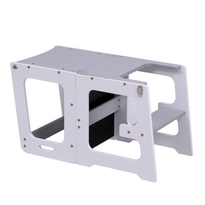 LEARNING TOWER WITH BLACKBOARD RICKI HM18345.03 PINE WOOD IN WHITE/GREY 37x40x84Hcm