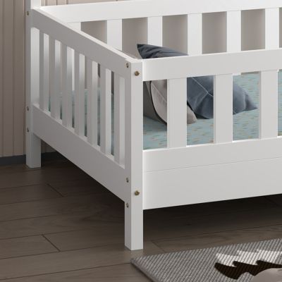 BED FOR KIDS HOUSER HM740.03 t.MONTESSORI SOLID PINE WOOD IN WHITE--FOR 190x90cm.