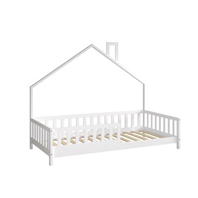 BED FOR KIDS HOUSER HM740.03 t.MONTESSORI SOLID PINE WOOD IN WHITE--FOR 190x90cm.