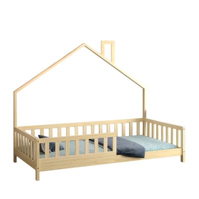 BED FOR KIDS HOUSER HM740.01 t.MONTESSORI SOLID PINE WOOD IN NATURAL WOOD--FOR 190x90cm.