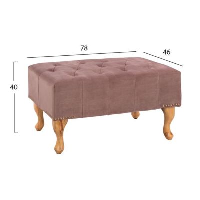 PIANO STOOL T.CHESTERFIELD EMMA HM226.05 DUSTY PINK VELVET-LEGS IN NATURAL 78x46x40Hcm.