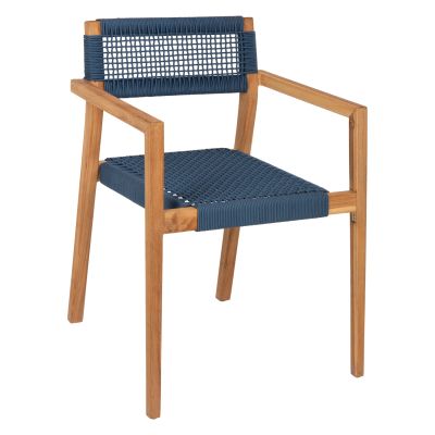 ARMCHAIR CHARLOTTE HM9637.03 TEAK WOOD IN NATURAL & BLUE ROPE 59x54x83Hcm.