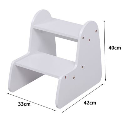 KIDS' STEP STOOL RICKI HM18340.03 MDF & PLYWOOD IN WHITE 33x43.5x40.5Hcm.