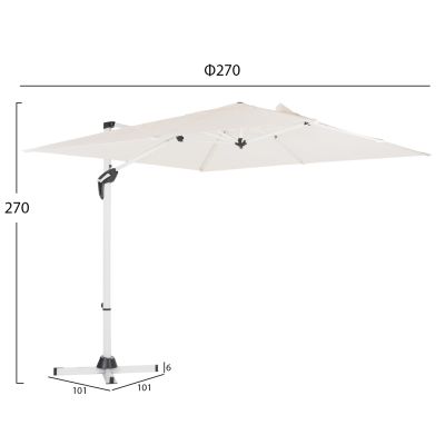 POOLSIDE UMBRELLA JAVANTE HM6623.02 WHITE ALUMINUM & SHADE 2.7x2.7x2.7Hcm.