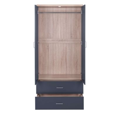 WARDROBE 4-LEAF WITH 4 DRAWERS REINA HM21259 MELAMINE GREY-SONAMA 160x42x180Η
