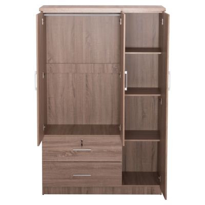 WARDROBE WITH MIRROR & SHELVES JARRY HM2485.11 MELAMINE IN SONAMA OAK 119x48x183Hcm.