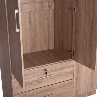 WARDROBE WITH MIRROR & SHELVES JARRY HM2485.11 MELAMINE IN SONAMA OAK 119x48x183Hcm.