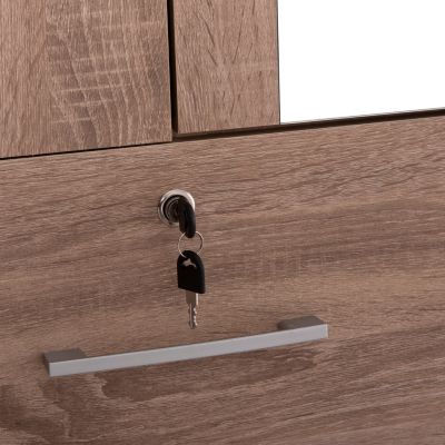 WARDROBE WITH MIRROR & SHELVES JARRY HM2485.11 MELAMINE IN SONAMA OAK 119x48x183Hcm.