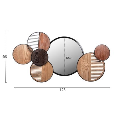 СТЕННО ОГЛЕДАЛО КРЪГЛО DAVION HM4217 MDF-ЧЕРЕН МЕТАЛ 123x5x63Hcm.