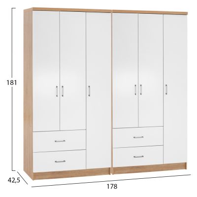 6-LEAF WARDROBE CAESAR HM21236.02 MELAMINE IN SONAMA & WHITE 180x42,5Χ181Hcm.