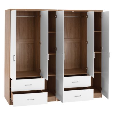 6-LEAF WARDROBE CAESAR HM21236.02 MELAMINE IN SONAMA & WHITE 180x42,5Χ181Hcm.