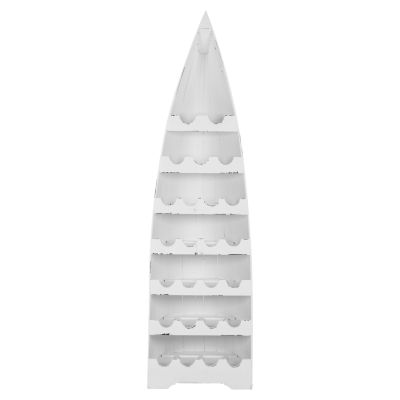 BOTTLE RACK VERTICAL 25 PLACES BOAT SHAPE MAHOGANY WOOD  HM9494 55x30x195H cm.