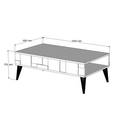 COFFEE TABLE HM9504.03 MELAMINE IN WALNUT-WHITE MARBLE LOOK 105x60x37.6Hcm.