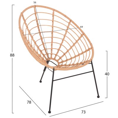 КРЕСЛО ГНЕЗДО ТИП ALLEGRA HM5458.11 ЧЕРЕН МЕТАЛ-РАКИТА В БЕЖОВО 73x78x88H см.