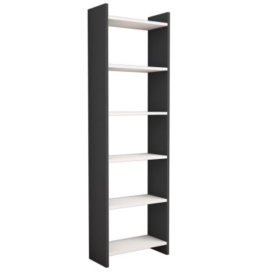 BOOKCASE CLASSIKER HM9226.13 MELAMINE DARK GREY-WHITE 48,5x22x160Hcm.