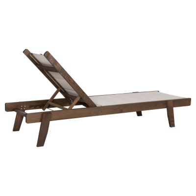 BEACH LOUNGER MILOS HM10685.01 BEECH WOOD IN WALNUT-ECRU TEXTILENE CUSHION COVER 204x65x92,5Hcm.