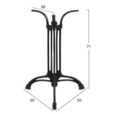 База от чугун HM445 3 крака в черен цвят 50x50x71